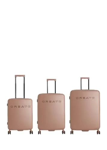 CREATE / Luggage Studio/Hartschalenkoffer-Set aus Polycarbonat Mokka/TSA-Vorhängeschloss, 4 multidirektionale Doppelrollen, Innenorganisation, Starke und langlebige Materialien