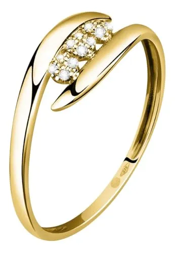 CHRIST Damen-Damenring 375er Gelbgold 12 Diamant 50, Gelbgold 32030109