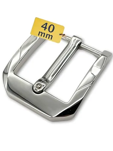 Cartvelli Premium Gürtelschnalle Herren 40mm breit Silber glänzend - Gürtelschließe für Gürtel von 38-40mm - hochwertige Metall-Legierung Ersatzschnalle Alt-Silber GS40016-SI Silver