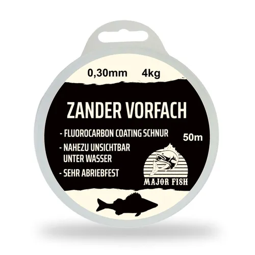 Major Fish Zander Vorfach Fluorocarbon Schnur Angelschnur | 0,30 mm | 4 kg | 50
