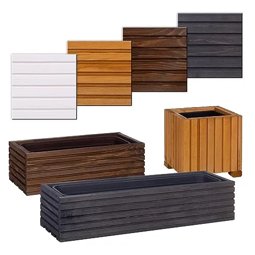 BooGardi Blumenkasten mit Einsatz - Dunkelbraun 44cm x 20cm x 14cm - Pflanzencontainer für Balkon und Garten, wetterfest mit Kunststoffeinsatz, ideal für Blumen und Kräuter, in 4 Farben und 3 Größen erhältlich.