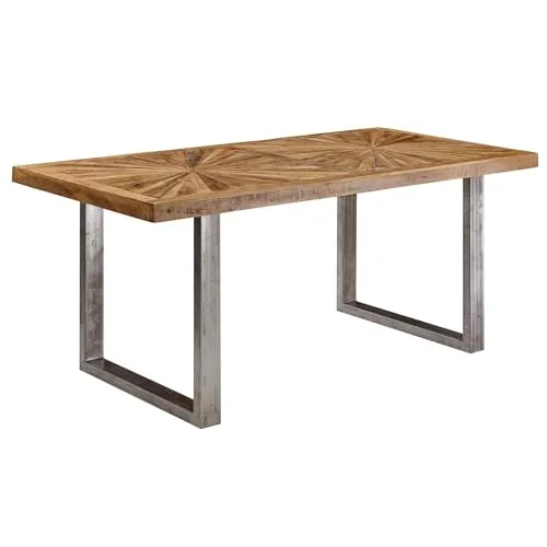 FINEBUY Esstisch SuVa18465_1 - Esstisch aus massivem Mango-Holz (200x76 cm) mit stylischem Metallgestell, ein einzigartiges Unikat mit ausdrucksstarker Maserung und Sternenmuster für ein gemütliches Ambiente.