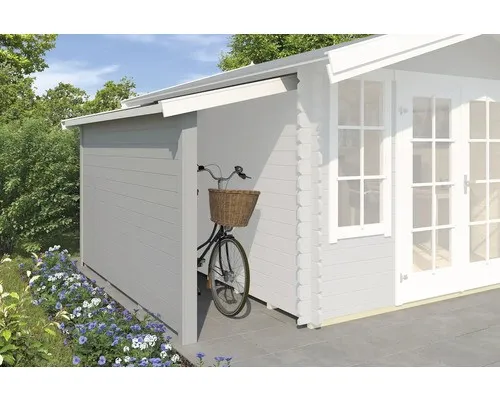 Schleppdach Outdoor Life 90 x 280 cm - Lichtgrau - Gartenhäuser mit Seitenwand, robust aus Holz, ideal zum Schutz vor Sonne und Regen im Garten.
