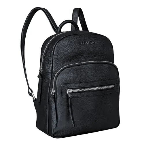 STILORD Damen-Rucksack 'Alba' aus Leder schwarz - Vintage Handtasche - Damen-Rucksackhandtaschen mit stilvollem Vintage-Design aus echtem Leder, ideal für Alltag und Uni. Der Rucksack bietet viel Platz und Komfort mit verstellbaren Trageriemen.