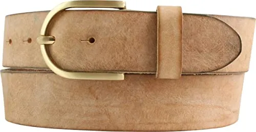 BELTINGER Damen-Gürtel aus weichem Vollrindleder Vintage-Look 4 cm | Jeans-Gürtel für Damen mit goldener Gürtelschließe 40mm | Ledergürtel Used-Look | Tabac 80cm