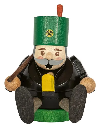 Glässer Volkskunst 'Minikugelrauchmann Bergmann' 9cm - Nussknacker: Handgefertigte Figur aus Holz, bringt traditionelles Flair in Ihr Zuhause.