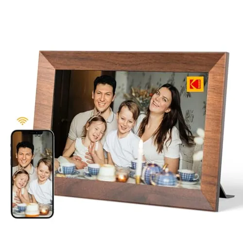 Kodak Digitaler Bilderrahmen WLAN 10.1 Zoll, HD IPS-Touchscreen Elektronischer Bilderrahmen mit 32 GB Speicher, Automatische Bilderdrehung, Teilen von Fotos oder Videos überall über App