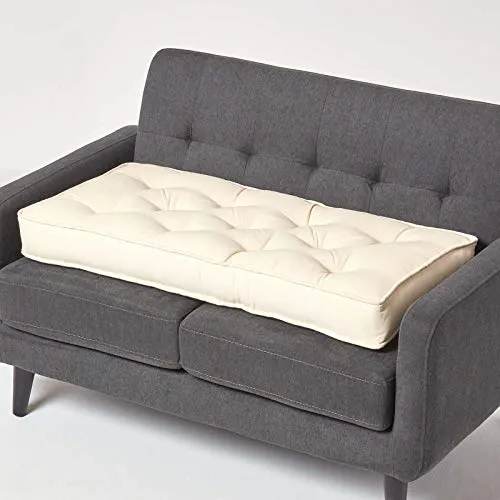 Homescapes Sitzkissen für Zweisitzer-Sofa – 100 x 48 cm, dickes cremefarbenes Kissen - Stuhlkissen für Zweisitzer-Sofas, 10 cm dick für optimalen Sitzkomfort und stilvolle Akzente in Ihrem Wohnzimmer.