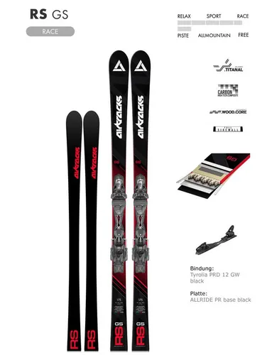 Airtracks Rennski Airtracks Master Pro RS GS Riesenslalom Ski mit Bindung Tyrolia PRW 12, Ski Längen 175cm, 185cm - Modell 2025