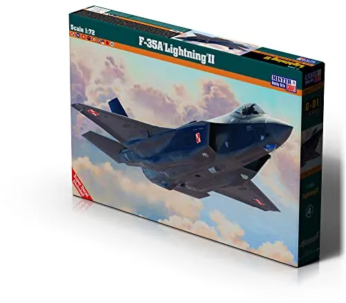 Mistercraft Modellbausatz F-35A ‘Lightning II’ Maßstab 1:72Plastikbausatz, Bausatz zum Zusammenbauen, Inklusive Klebstoff, Kunststoffmodell, Bauanleitung,214mmx148.2mm