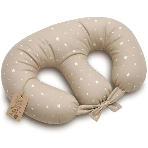 Stillkissen XXL für Zwillinge 90x50 cm in beige von Totsy Baby