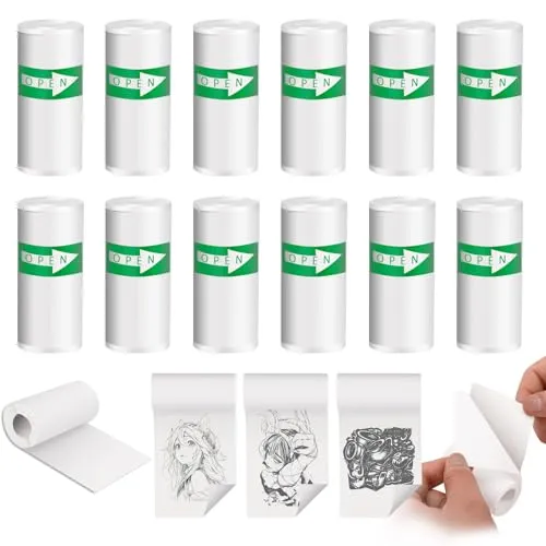HOMIKLSA Thermopapier für Kinder Sofortbildkamera,12 Rollen Thermopapier Kinderkamera,Null Tinten Druckpapier,Thermodrucker papier weiß - Einfach auszutauschen (57mm x 25mm)