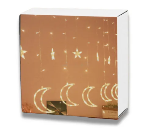 LED-Lichterkette für Weihnachtsbäume, 3,5 m/0,8 m, Monde und Sterne