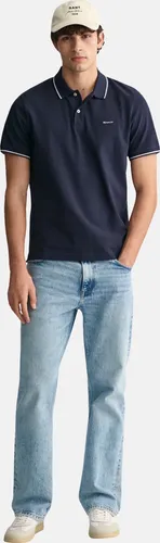 Gant Poloshirt TIPPING SS PIQUE POLO blau L - Herren-Shirt aus 100% Baumwolle in EVENING BLUE, bietet hohen Tragekomfort und einen lässigen Look mit klassischem Polokragen.