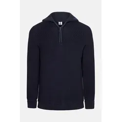 Troyer Hanseheld Wolle Herren Blau - Herren-Pullover aus hochwertiger Schurwolle, klassischer Troyerkragen mit Reißverschluss, in elegantem Dunkelblau, perfekt für kalte Tage.