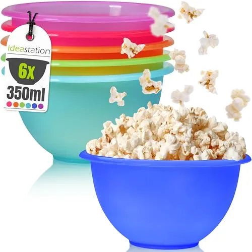 idea-station NEO Plastikschüssel 6 Stück - 13 cm / 350 ml - bunt - bruchsichere Müslischalen oder Salatschüssel - perfekte Rührschüssel oder Dip Schälchen