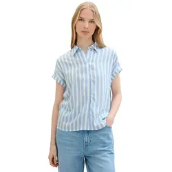 TOM TAILOR Damen Loose Fit Hemdbluse mit Streifen - Blusen & Tuniken für Damen, aus nachhaltiger Viskose für hohen Tragekomfort und ideal für Freizeit oder Business.