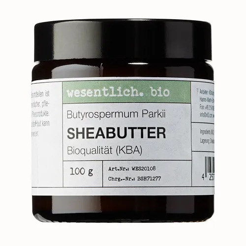 Sheabutter BIO 100g von wesentlich. - natürlich im Glastiegel - 100% reines Natu
