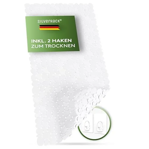 SilverRack Badewannenmatte 88x40 cm (Weiß Kiesel Steinoptik) Antirutschmatte Badewanne BPA frei