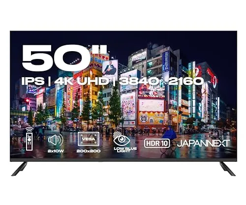 JapanNext Großformat Monitor 50“ IPS 4K UHD | HDR mit integrierten Lautsprechern - Monitore: 50-Zoll-IPS-Monitor mit 4K-UHD-Auflösung für beeindruckende Bildqualität und integrierte Lautsprecher für einfaches Audioerlebnis.