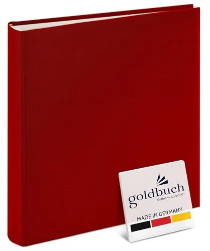 goldbuch 24707 Fotoalbum, Summertime, 25 x 25 cm, Fotobuch mit 60 weiße Seiten & Pergamin Trennblättern, Foto Album aus Leinen, Erinnerungsalbum, Rot
