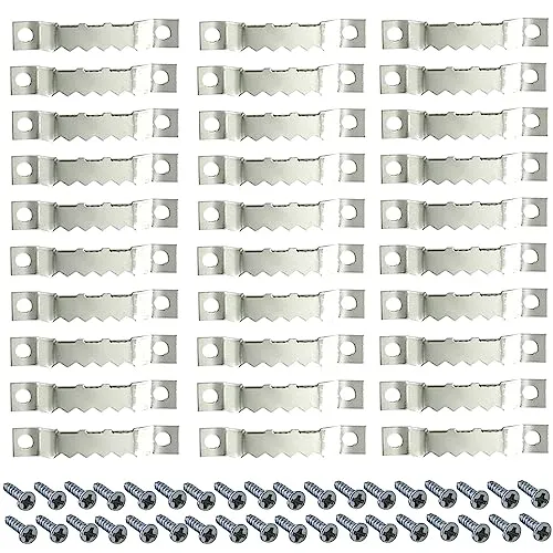 Yosawo 100 Stück Bildaufhänger Bilderhaken Bilder Aufhängen， Sägezahn Bildaufhänger mit Schrauben für Foto Bilderrahmen Keilrahmen Hängen（Silber）