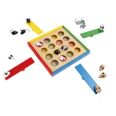 small foot Geschicklichkeitsspiel Hüpfmäuse aus Holz - Spaßiges Geschicklichkeitsspiel für 1 bis 4 Spieler ab 4 Jahren. Mit 16 Mäusen und vier Wippen aus robustem Holz, ideal für kreative Spielstunden. Maße: 23 x 23 x 2,5 cm.