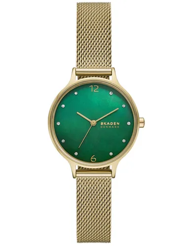 Skagen Anita Lille Damen Uhr - Smaragdgrün, Quarzwerk - Elegante 30-mm-Armbanduhr mit grünem Zifferblatt und wasserdichtem Edelstahlgehäuse, ideal für den Alltag und besondere Anlässe.