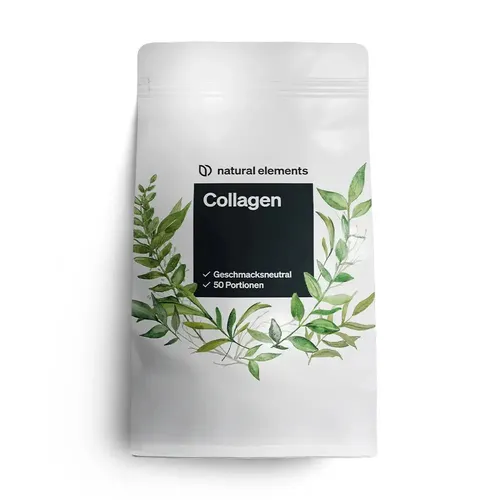 Collagen Pulver NATURAL ELEMENTS - Nahrungsergänzungsmittel mit hochwertigem Collagen, neutralem Geschmack und idealer Dosierung von 10g pro Tag für gesunde Haut und Gelenke.