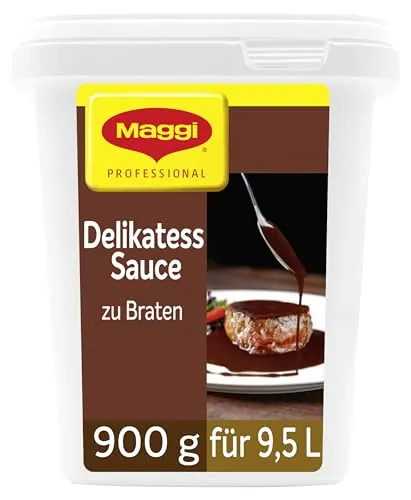 MAGGI Professional Delikatess Sauce zu Braten, vegetarisch, 900g GastroBox | Saucenpulver ergibt bis zu 9,5L, sofort löslich, dunkel mit Röstnote, herzhaft zu Rouladen, Klößen und Kartoffeln