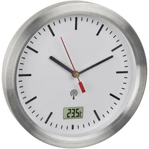 TFA Wanduhr 60.3539.02 Funkuhr - Duschuhren mit Thermometer, wasserdicht und ideal für Feuchträume. Automatische Zeit- und Sommerzeitumstellung, inkl. 4 Saugnäpfen für flexible Befestigung.