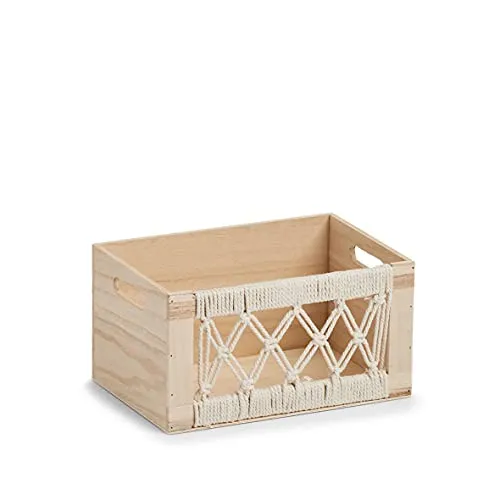Zeller 15188 Aufbewahrungskiste 'Boho', Holz, ca. 30 x 20 x 16 cm