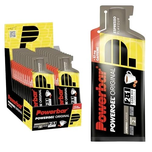 PowerBar PowerGel Original Espresso 24x41g Box - Energie-Gel für Sportler, versorgt mit C2MAX für optimale Leistung und enthält Koffein für zusätzlichen Energieschub.