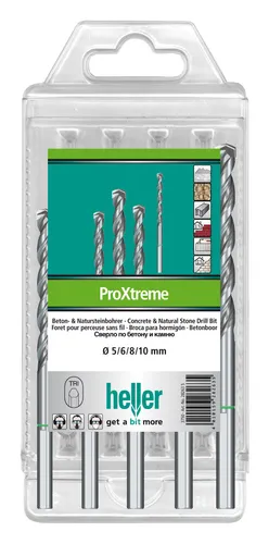 Heller Tools ProXtreme 28264 2 Hartmetall Beton-Spiralbohrer-Set 5-teilig - Stein- & Betonbohrer Set mit Spezialanschliff für exzellente Ergebnisse und 3-kant Aufnahme für sicheren Drehstopp.