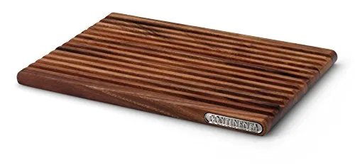 Continenta Brotschneidebrett aus Akazienholz - Elegantes Brotschneidebrett (37x25x2,1cm) mit Krümelfang und vielseitig nutzbar als Schneide- oder Servierbrett, handgefertigt aus nachhaltigem Akazienholz.