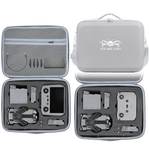 DJI Mini 5 Pro Fly More Organizer Bag - Schultertasche - Praktische All-in-One Organizer Tasche für DJI Mini 5 Pro. Stoßfest und wasserabweisend, ideal für den sicheren Transport. Kompakt und stylish in Grau, perfekt für unterwegs.