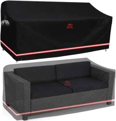 Turtle Life Gartensofa Abdeckung, Gartenbank Abdeckung Wasserdicht für 2-3 Sitzer Gartensofa, Gartensofa Abdeckung kein Verblassen innerhalb von 2 Jahren, schwarz 152 x 89 x 89CM