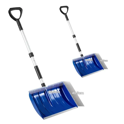 COSTWAY Schneeschaufel 122 cm – Breiter Schneeschieber mit D-Griff