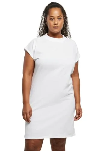 Urban Classics Damen Turtle Extended Shoulder Dress – Baumwoll Kleid mit Stehkragen & überschnittenen Schultern, Regular Fit für Freizeit, Alltag & Streetwear,Weiß,XXL