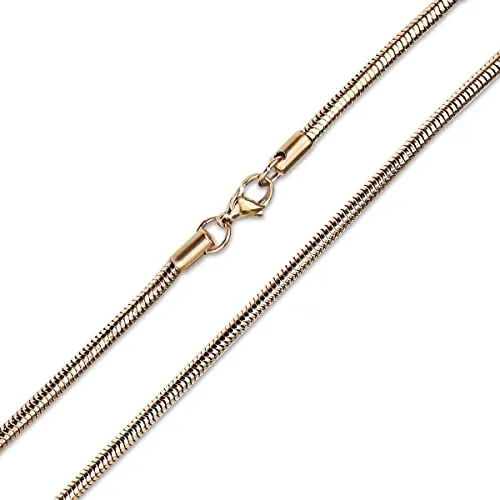 König Design Schlangenkette 2mm Herren Damen Edelstahlkette Halskette Rose Gold 55 cm lang