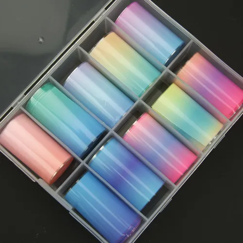 NailArt Transferfolien-Set in praktischer Box - seaside ombre (FXB-23)