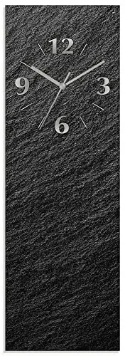 ARTLAND Lautlose Wanduhr aus Glas in Schieferoptik 20x60 cm - Wohnaccessoires: Stilvolle, geräuschlose Quarzuhr für jeden Raum, ideal für Schlafzimmer und Büros. Made in Germany, UV-beständig und langlebig.