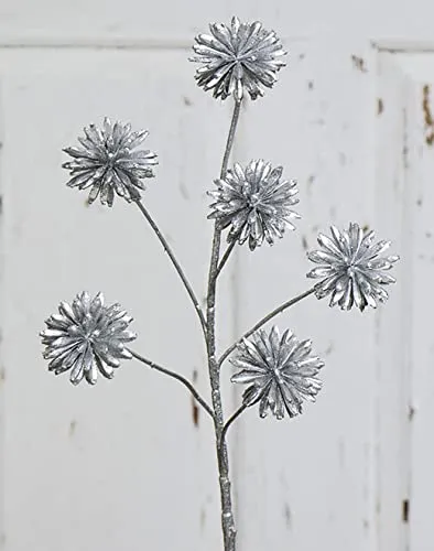 artplants.de Kunst Kornblume BIRNA, Glitzer, Silber, 55cm, Ø5cm - Künstliche Kornblume