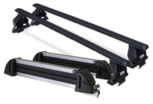 Menabo Tema Dachträger + Skiträger für Renault Modus - Gepäckträger Set für Renault Modus (2004-2013) mit abschließbarem Skiträger für bis zu 4 Paar Ski. Korrosionsbeständig und einfach zu montieren, ideal für Wintersportler.