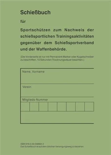 Produktbild Schießbuch für Sportschützen und Behörden
