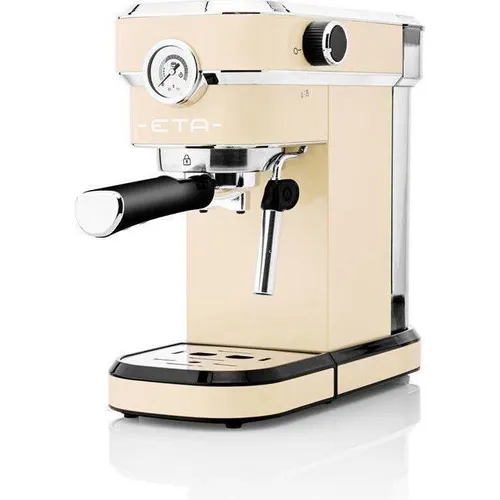 ETA Siebträger Storio I Beige - Hochwertige Espressomaschine mit Milchschaumdüse - Siebträgermaschine mit 20 Bar Druck und 750ml Wassertank. Ideal für kleine Küchen, bereitet 2 Tassen gleichzeitig zu und bietet eine Dampfdüse für perfekten Milchschaum.