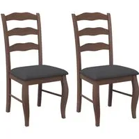 DELUKE Esszimmerstühle RESZ Mit Kissen 2er Set Braun-Schwarz Massivholz Küchenstuhl Wohnzimmerstühle Essstühle Bequem