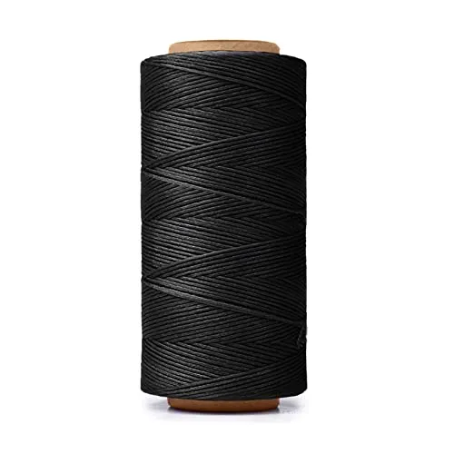 HILELIFE 260 m 150D gewachster Faden zum Ledernähen, Lederfaden für Handnähen, Handwerk DIY, Brieftaschen, Schuhreparatur, Buchbindung (Schwarz)