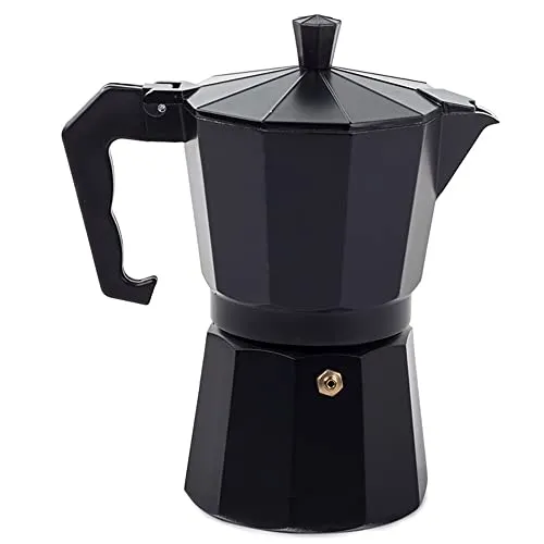 Emeco Espressokocher für 6 Tassen Espresso Mokka Kaffee Schwarz