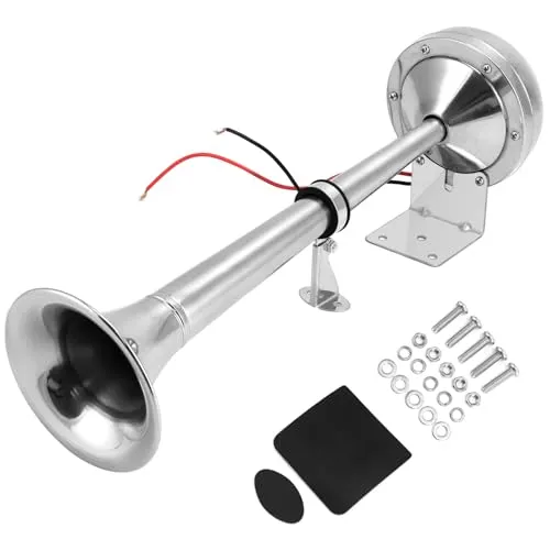 QWORK® Leistungsstarke Einzelhupe aus Edelstahl 304-328 dB, 12V, 10A - für Boote, Wohnwagen und LKW